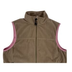 LL Bean Women’s Fleece Vest Tan Small Polartec Full Zip Pockets Outdoors EUC